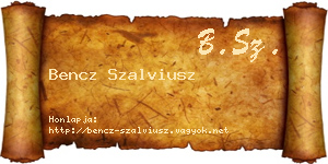 Bencz Szalviusz névjegykártya